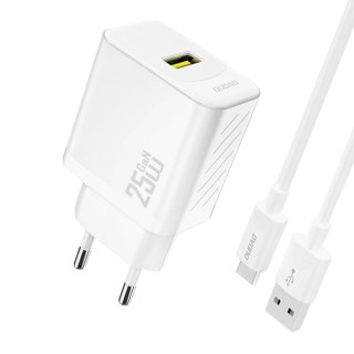 Ładowarka sieciowa Dudao A27STEU 25W GaN USB-A z kablem USB-A - USB-C - biała