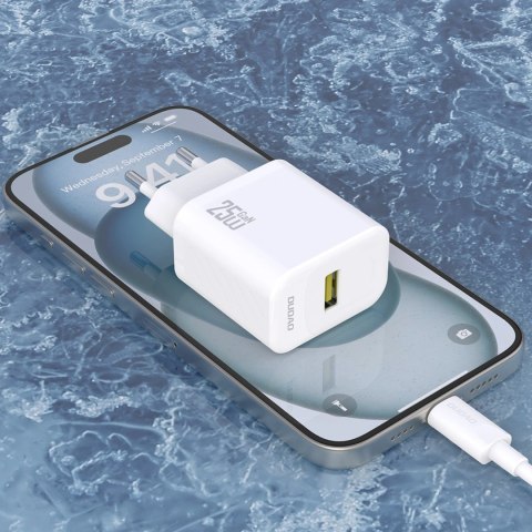 Ładowarka sieciowa Dudao A27STEU 25W GaN USB-A z kablem USB-A - USB-C - biała