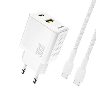 Ładowarka sieciowa Dudao A27TCEU PD 30W GaN USB-A USB-C z kablem USB-C - biała