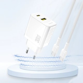Ładowarka sieciowa Dudao A27TEU PD 30W GaN USB-A USB-C - biała