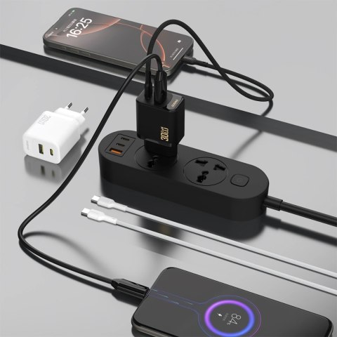 Ładowarka sieciowa Dudao A27TEU PD 30W GaN USB-A USB-C - czarna