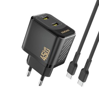 Ładowarka sieciowa Dudao A28PCEU PD 45W GaN 2xUSB-C z kablem USB-C - czarna