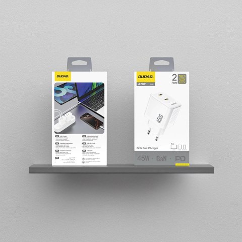 Ładowarka sieciowa Dudao A28PEU PD 45W GaN 2xUSB - biała