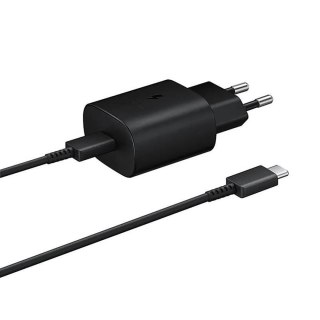 Ładowarka sieciowa Samsung 25W EP-TA800EBE USB-C z kablem Samsung EP-DA705BBE USB-C / USB-C opakowanie zastępcze - czarna
