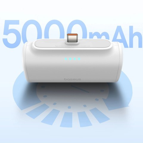 Powerbank Baseus Compact 5000mAh 20W ze złączem Lightning i gniazdem USB-C - biały