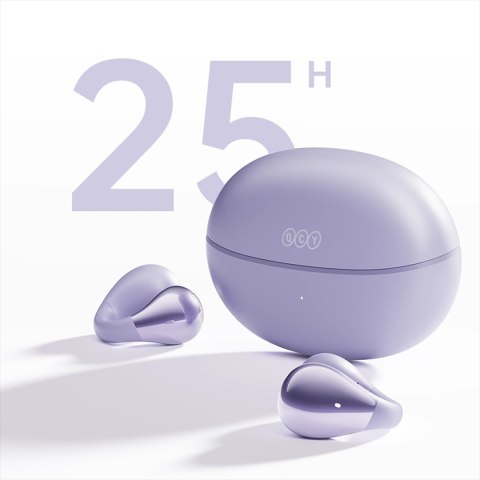 Słuchawki OWS QCY Crossky C30 z klipsem IPX4 Bluetooth 5.4 - fioletowe