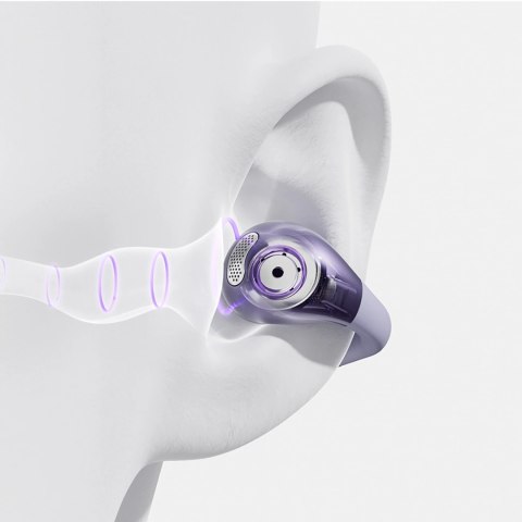 Słuchawki OWS QCY Crossky C30 z klipsem IPX4 Bluetooth 5.4 - fioletowe