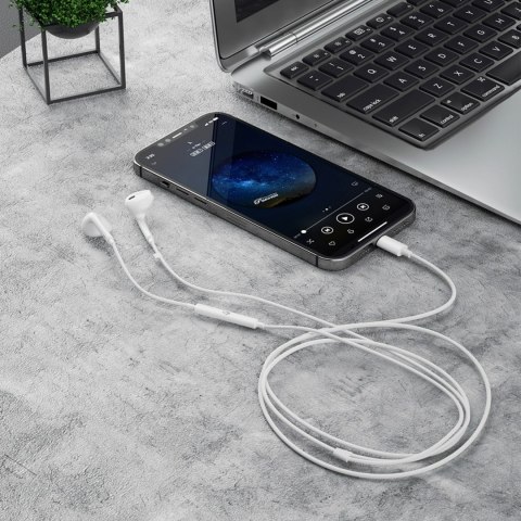 Słuchawki douszne Dudao X14+ przewodowe ze złączem Lightning 1,2m - białe