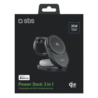 Stacja ładująca SBS Qi2.2 25W indukcyjna 3w1 składana z certyfikatem MFI - czarna