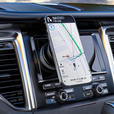 Uchwyt samochdowy Dudao F24MAX z ładowarką bezprzewodową 15W kompatybilny z MagSafe z automatyczną przyssawką - czarny