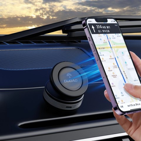 Uchwyt samochdowy Dudao F24MAX z ładowarką bezprzewodową 15W kompatybilny z MagSafe z automatyczną przyssawką - czarny