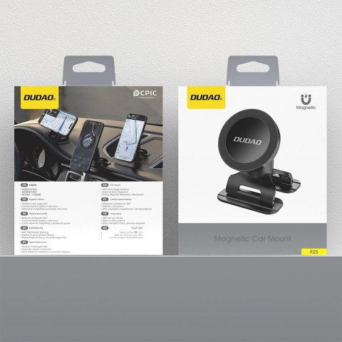 Uchwyt samochdowy Dudao F25 kompatybilny z MagSafe na deskę rozdzielczą lub szybę - czarny