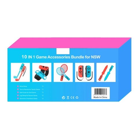 Pakiet akcesoriów rodzinnych 10 w 1 do gry Nintendo Switch Sports - zestaw czerwony i niebieski