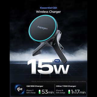 SPIGEN EV15MAQ ESSENTIAL Qi2 MAGNETIC MAGSAFE VENT CAR MOUNT WIRELESS CHARGER BLACK