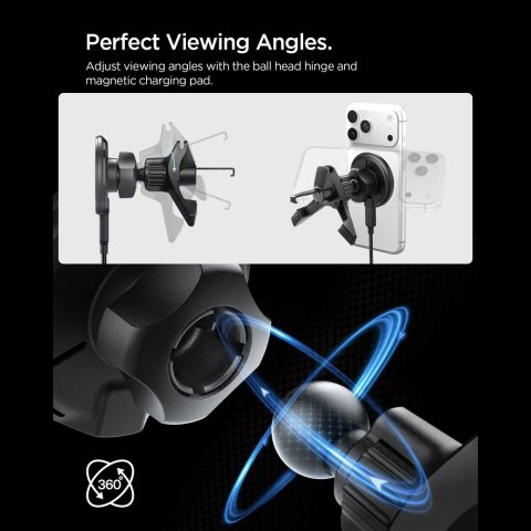 SPIGEN EV15MAQ ESSENTIAL Qi2 MAGNETIC MAGSAFE VENT CAR MOUNT WIRELESS CHARGER BLACK