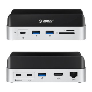Stacja dokująca Orico MiniDock 10w1 z kieszenią na dysk twardy SSD - srebrna