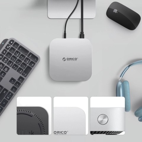 Stacja dokująca Orico MiniLink 9w1 z kieszenią na dysk twardy M.2 SSD - srebrna
