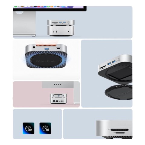 Stacja dokująca Orico MiniLink 9w1 z kieszenią na dysk twardy M.2 SSD - srebrna