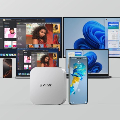 Stacja dokująca Orico MiniLink 9w1 z kieszenią na dysk twardy M.2 SSD - srebrna