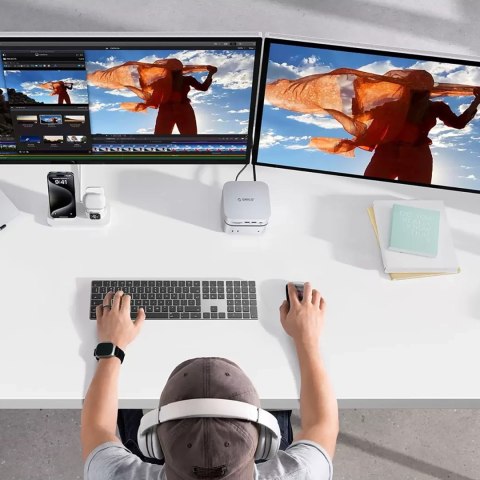 Stacja dokująca Orico MiniLink 9w1 z kieszenią na dysk twardy - srebrna