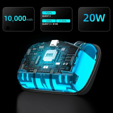 Zewnętrzna bateria BoboVR B100 do Meta Quest S3 Pro i E3 Pro - biała