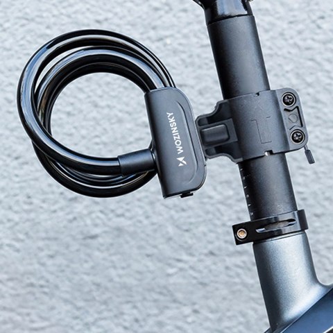 Blokada rowerowa Wozinsky WPB-01R przenośna z linką antykradzieżową i 2 kluczami do roweru elektrycznego motocykla - czarna