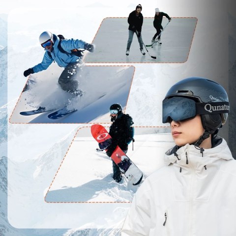 Kask narciarski Qunature 10130003004 z nausznikami snowboard rozmiar M - czarny