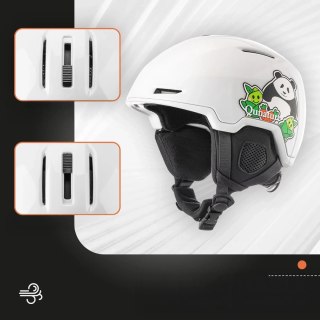 Kask narciarski Qunature 10130003005 z nausznikami snowboard Panda dla dzieci rozmiar M - biały