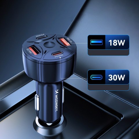 Ładowarka samochodowa Wozinsky WLS-04 2xUSB-C 2xUSB-A - czarna