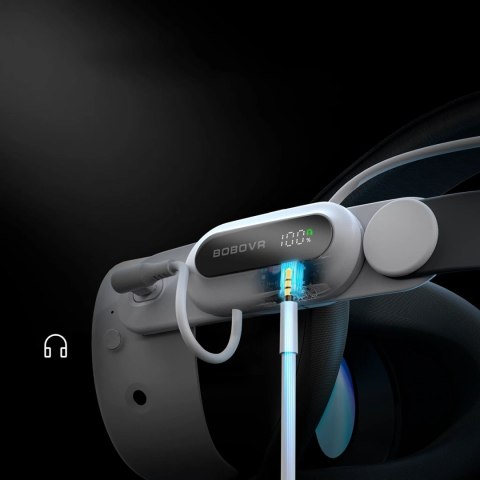 Pasek na głowę z baterią BoboVR E3 Pro do Meta Quest 3 i 3S - biało-czarny