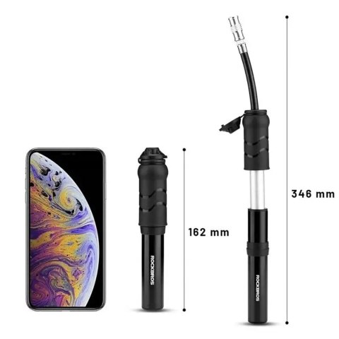 Pompka rowerowa Rockbros 810PCS-HP mini ręczna z wężykiem Presta & Schrader - czarna