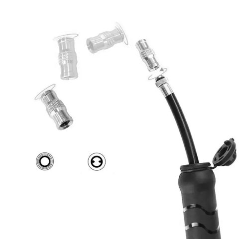 Pompka rowerowa Rockbros 810PCS-HP mini ręczna z wężykiem Presta & Schrader - czarna