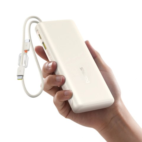 Powerbank Baseus EnerFill FC41 20000mAh 100W z wyświetlaczem cyfrowym z dwoma wbudowanymi kablami USB-C - beżowy