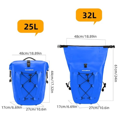 Sakwa rowerowa Rockbros 30140022004 wodoodporna 25-32L - niebieska