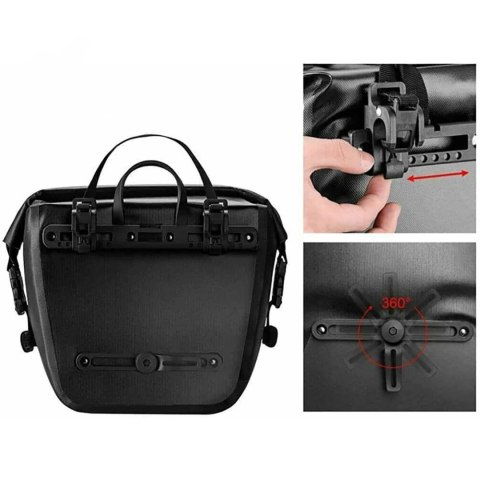 Sakwa rowerowa Rockbros AS-003-1BK wodoodporna z paskiem na ramię montaż przód/tył 10-14l - czarna