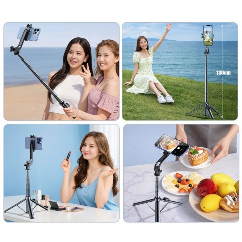 Selfie stick Wozinsky WC1Y70S teleskopowy tripod 1.7m z uchwytem na telefon - czarny