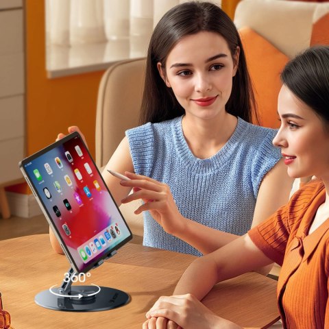 Stojak na tablet Wozinsky WRS-DSY84SS obrotowy 360° aluminiowy - szary