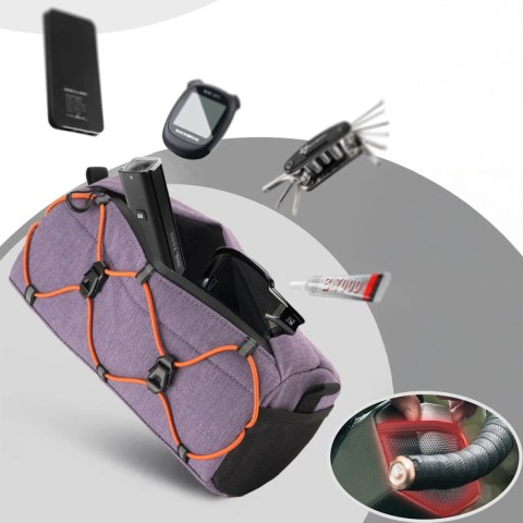 Torba rowerowa Rockbros 30110054005 na kierownicę 2,2L - fioletowa