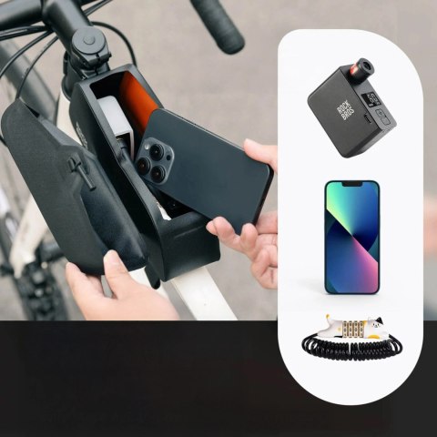 Torba rowerowa Rockbros 30120122002 na ramę wodoodporna z magnetycznym zapięciem 0,9L - czarna