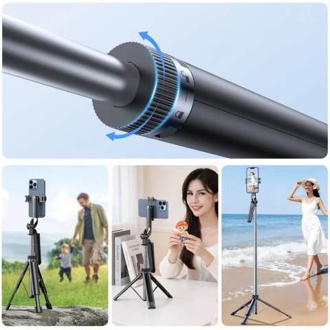 Wozinsky Selfie stick WC1Y30S teleskopowy tripod 1.3m z uchwytem na telefon - czarny