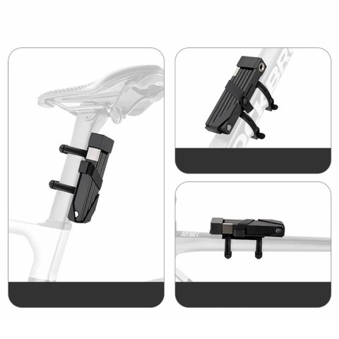 Zapięcie rowerowe Rockbros 32140003001 na klucz z uchwytem składane 88cm - czarne