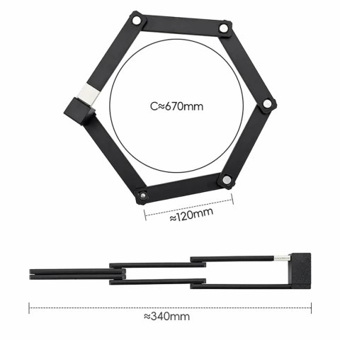Zapięcie rowerowe Rockbros 32140003001 na klucz z uchwytem składane 88cm - czarne