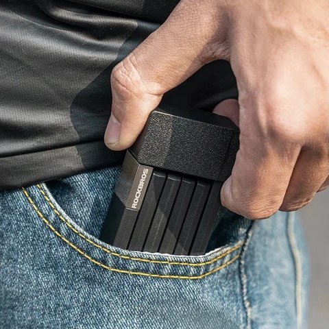 Zapięcie rowerowe Rockbros 32140003001 na klucz z uchwytem składane 88cm - czarne