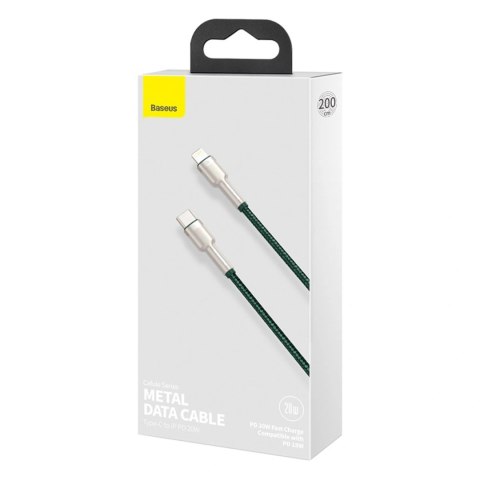Kabel Baseus Cafule USB-C - Lightning PD 20W 1m - zielony