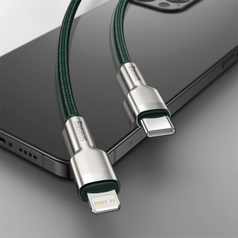 Kabel Baseus Cafule USB-C - Lightning PD 20W 1m - zielony