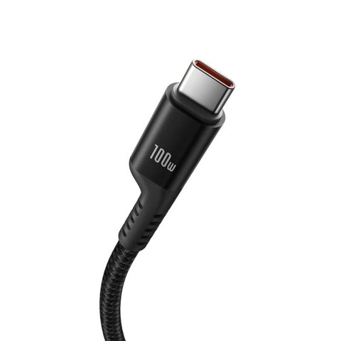 Kabel Baseus Fish-Eye USB-C - USB-C spiralny 100W 1m - czarny