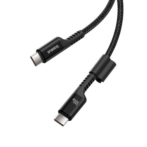 Kabel Baseus Fish-Eye USB-C - USB-C spiralny 100W 1m - czarny