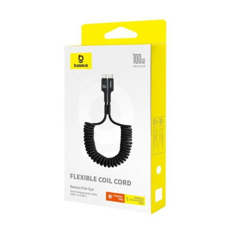 Kabel Baseus Fish-Eye USB-C - USB-C spiralny 100W 1m - czarny