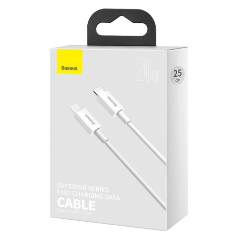 Kabel Baseus Superior Series 20W USB-C - Lightning PD 0,25m - biały