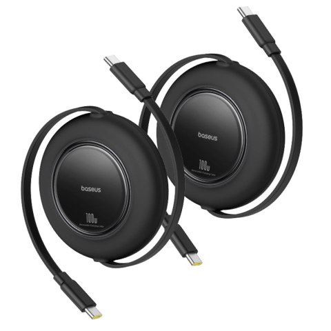 Kabel zwijany Baseus Free2Pull 100W USB-C - USB-C 2m (2 szt.) - czarny